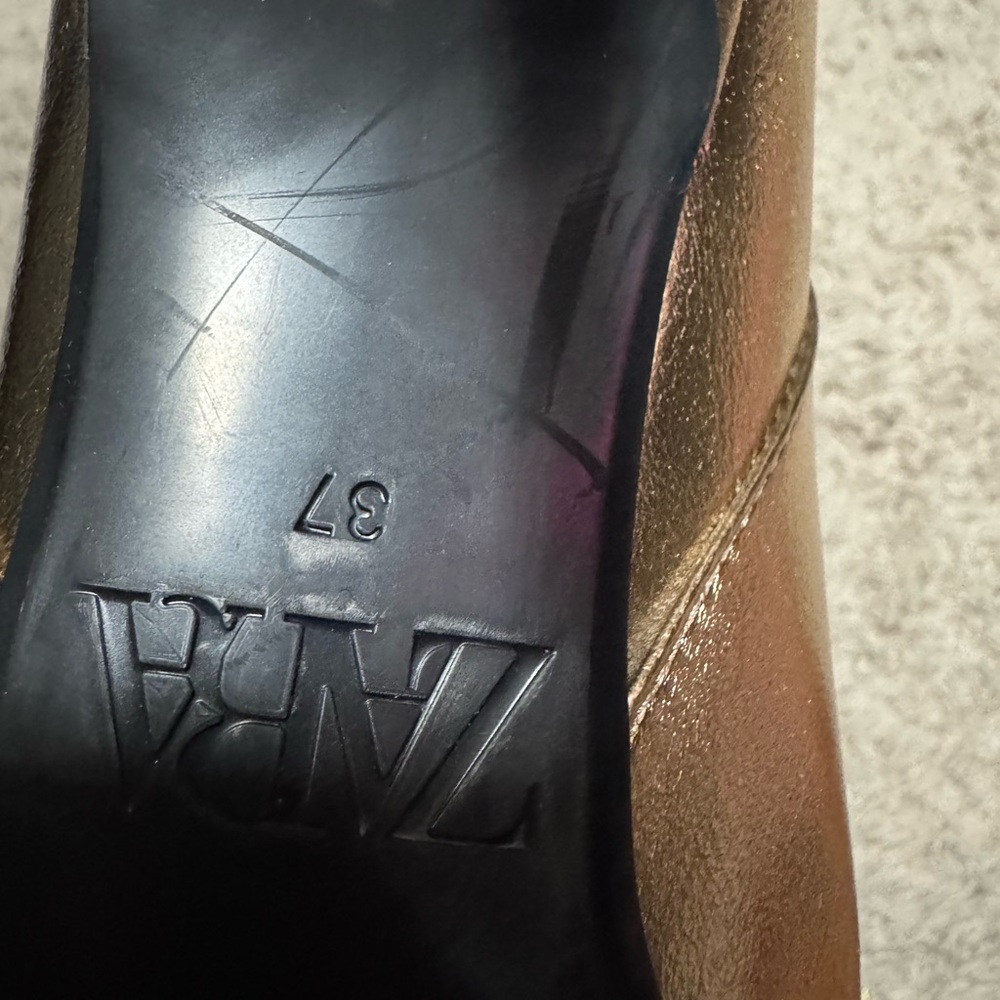 Zara Metallic Gold Heeled Boots size 37 - Picture 4 of 9